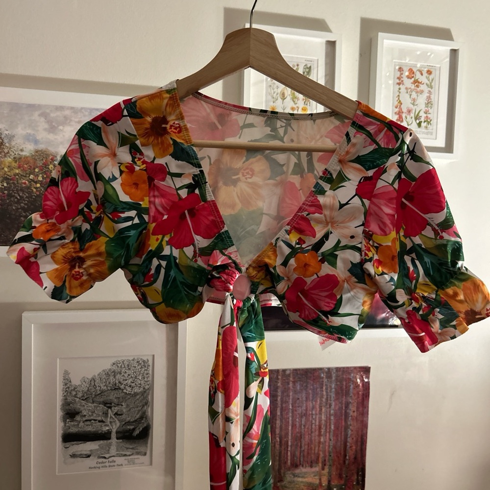 ROMWE Colorful Floral Tie-Front Bikini